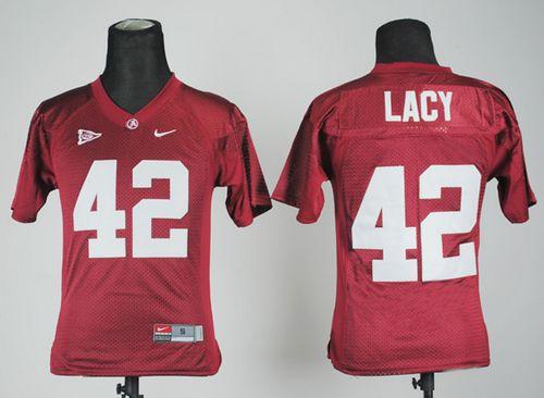 Crimson Tide #42 Eddie Lacy Red Stitched Youth NCAA Jersey - Click Image to Close